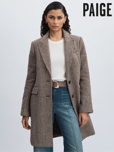 Paige Single Breasted Houndstooth Check Coat (AU6779) | €780
