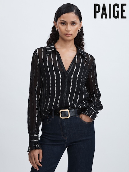 Paige Sheer Floral-Stripe Blouse (AU6780) | 20,127 UAH