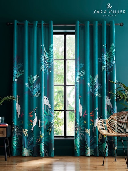 Sara Miller Teal Heron Eyelet Curtains (AU6806) | $214 - $325