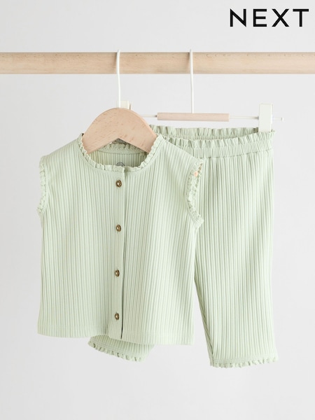 Sage Green Baby Sleeveless Top and Leggings Set (AU6826) | €16 - €19
