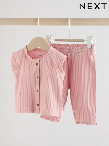 Pink Baby Sleeveless Top and Leggings Set (AU6831) | R$ 110 - R$ 125