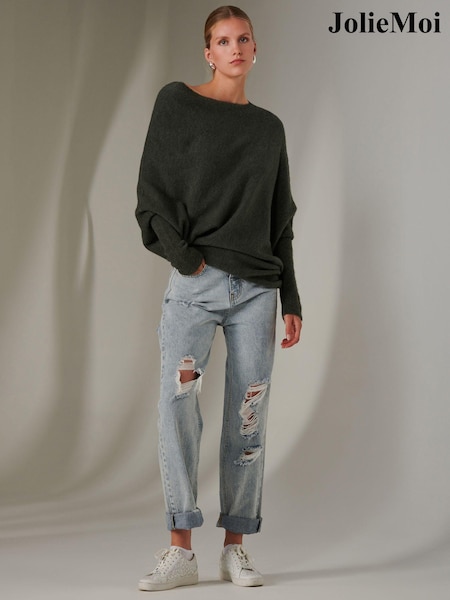 Jolie Moi Black Off The Shoulder Soft Knit Jumper (AU6836) | AED174