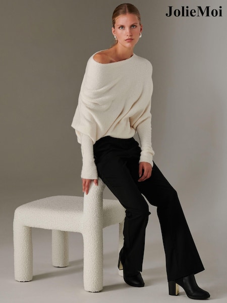 Jolie Moi Cream Off The Shoulder Soft Knit Jumper (AU6842) | €38