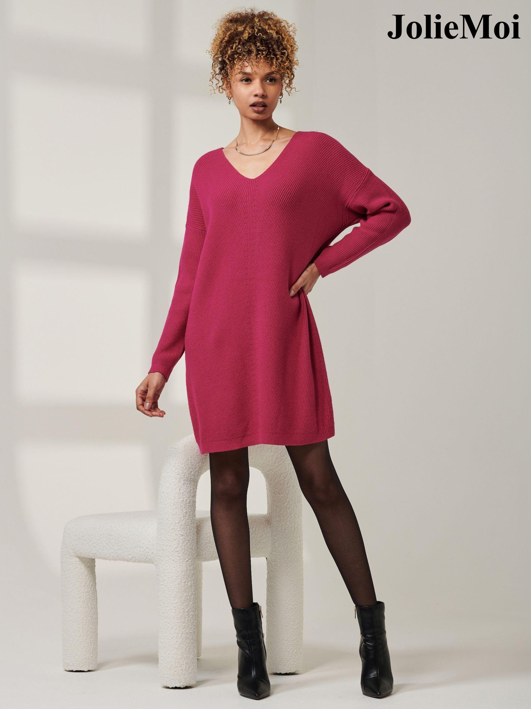 Jolie Moi Pink Long Sleeve V Neck Jumpers Next Luxembourg