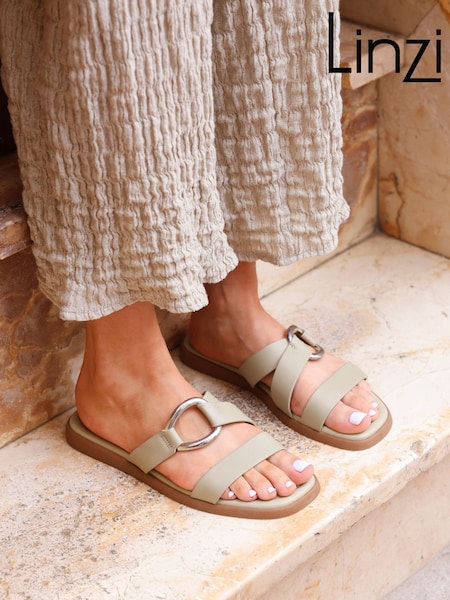 Linzi Green Cassandra Double Strap Sandals With Buckle Detail (AU6862) | AED198