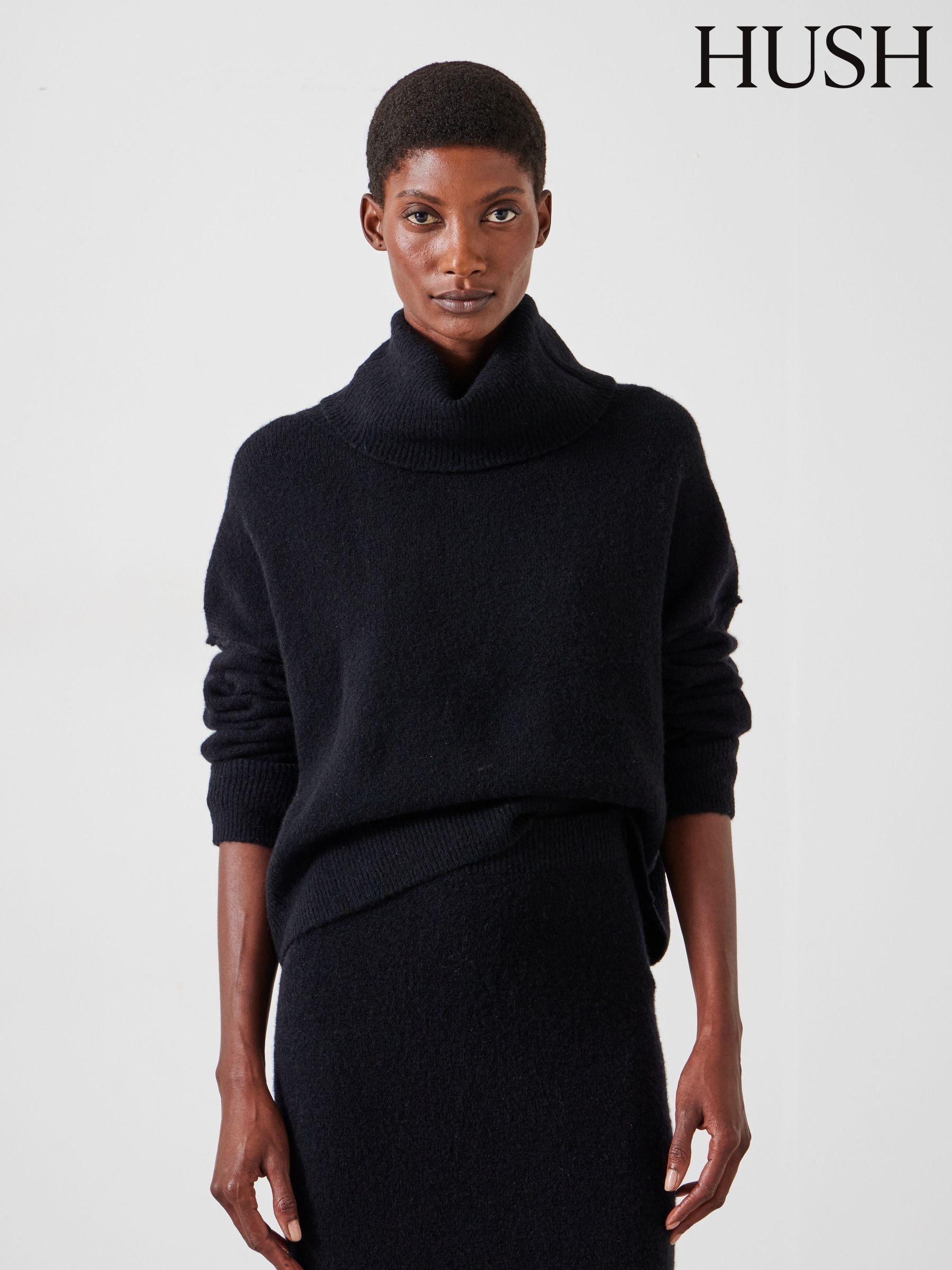 Hush Black Roll Neck Jumpers Next Luxembourg