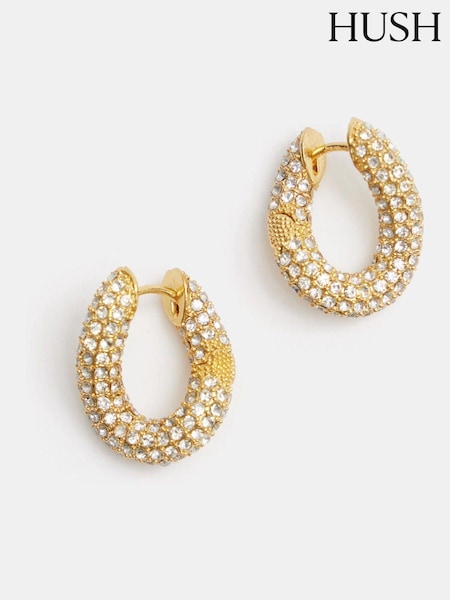 Hush Gold Tone Pia Pave Twist Hoop Earrings (AU7003) | ₪201