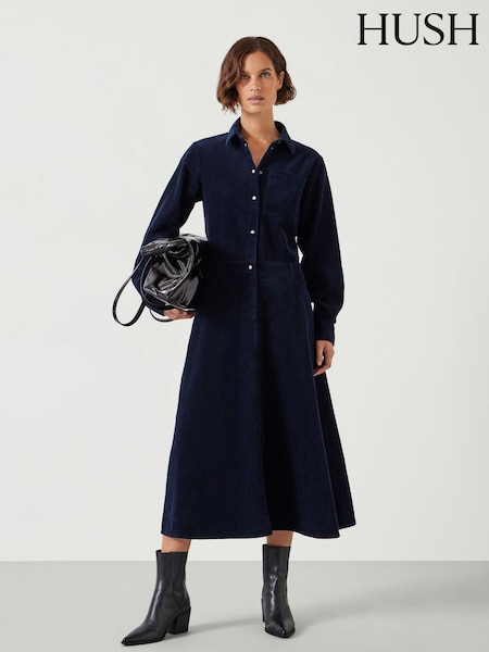 Hush Blue Bella Corduroy Maxi 100% Cotton Dress (AU7026) | €154