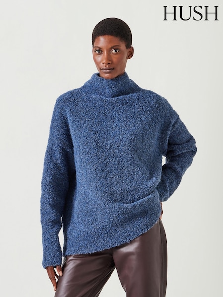 Hush Blue Bailey Relaxed Boucle Funnel Jumper (AU7028) | €75