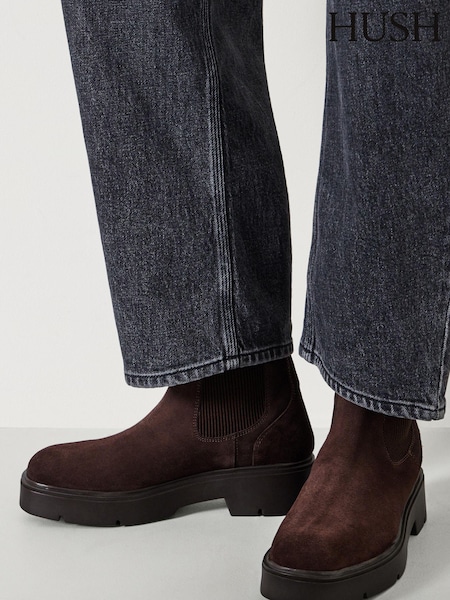 Hush Brown Chunky Suede Chelsea Boots (AU7034) | ₪956