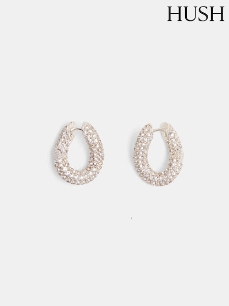 Hush Silver Tone Pia Pave Twist Hoop Earrings (AU7040) | ₪191