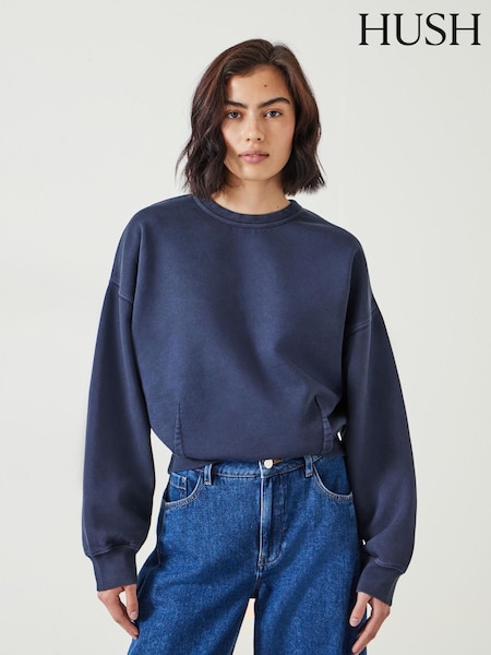 Hush Blue Blair Dart Detail Relaxed 100% Cotton Sweatshirt (AU7047) | €50