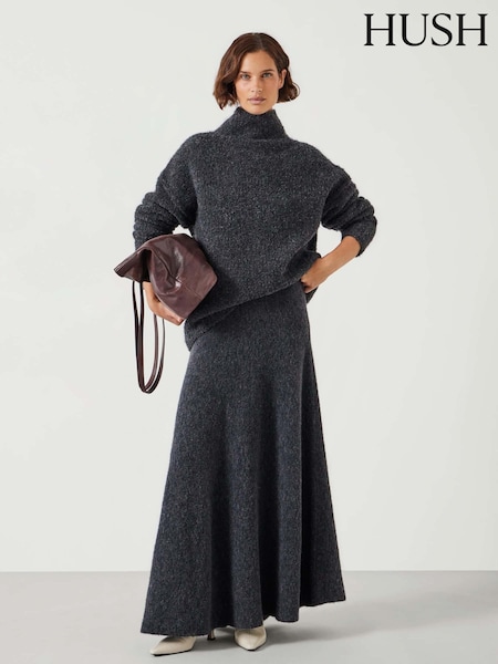 Hush Grey Bea Boucle Knitted Midi Skirt (AU7057) | €76