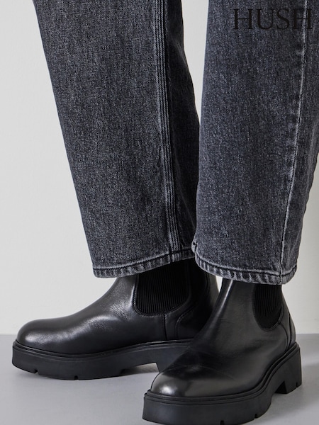 Hush Black Chunky Leather Chelsea Boots (AU7069) | ₪956