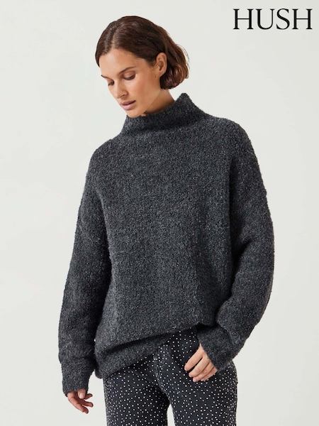 Hush Grey Bailey Relaxed Boucle Funnel Jumper (AU7073) | €84