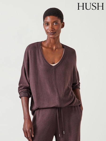 Hush Purple Gillian Supersoft V-Neck Top (AU7074) | €63