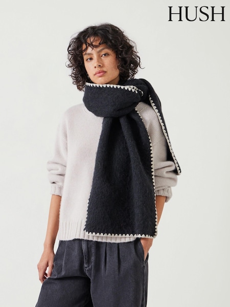 Hush Black Blanket Stitch Scarf (AU7084) | €31