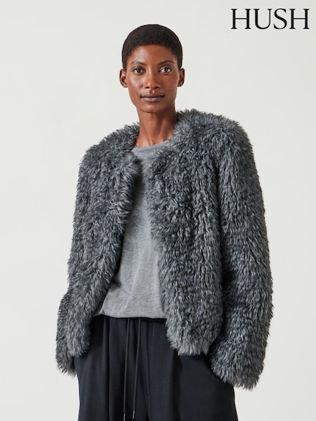 Hush Grey Rachel Faux Fur Jacket (AU7088) | AED495