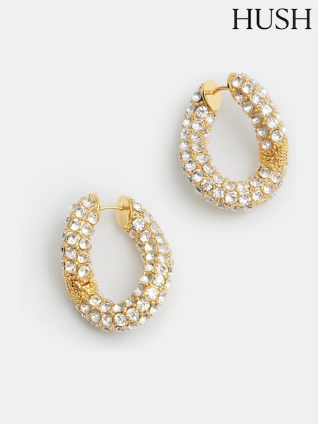 Hush Gold Tone Large Pia Pave Twist Hoop Earrings (AU7098) | ₪236