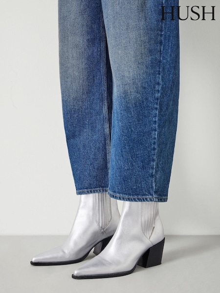 Hush Silver Western Leather Chelsea Boots (AU7099) | ₪1,006