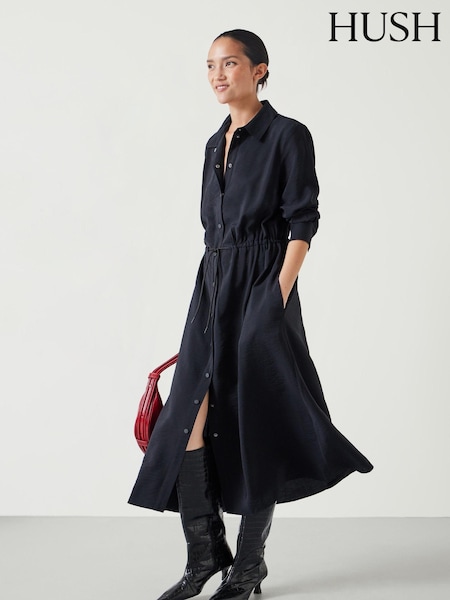 Hush Black Martina Midi Shirt Dress (AU7120) | R$ 1,085