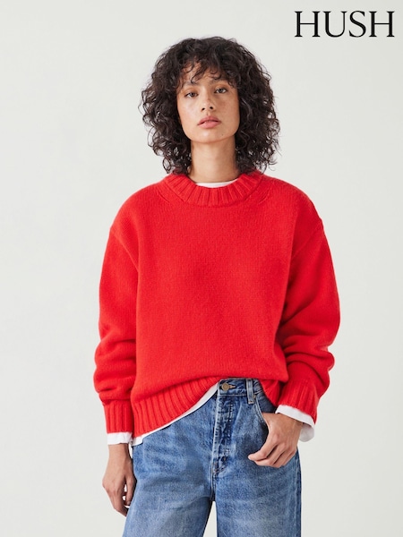 Hush Red Cora Chunky Cashmere Crew Jumper (AU7154) | ₪1,308