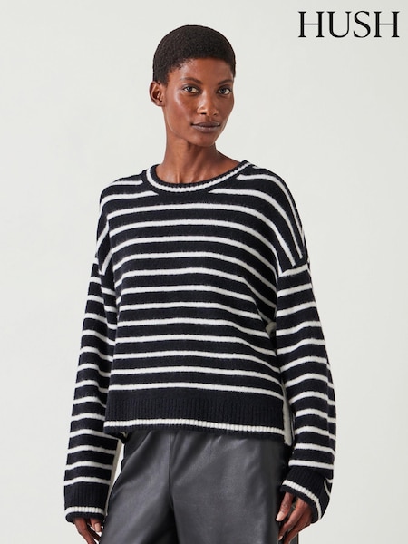 Hush Black Casey Striped Wool Blend Jumper (AU7160) | €140