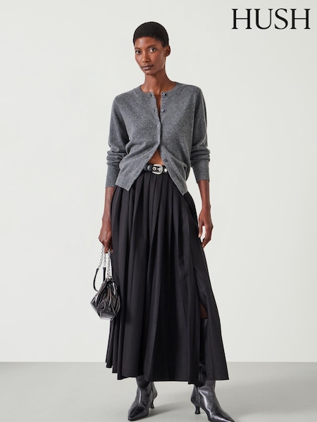 Hush Black Violet Wool Maxi Skirt (AU7187) | ₪603