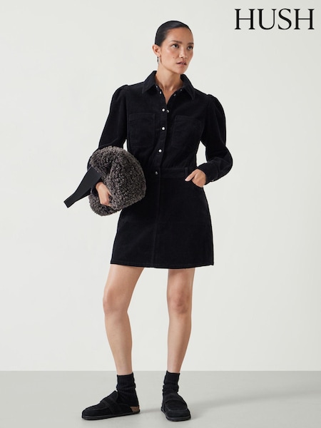 Hush Black Mariella Corduroy Mini 100% Cotton Dress (AU7206) | €133
