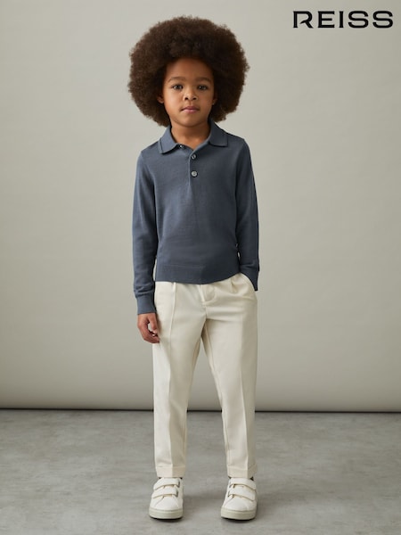 Reiss Airforce Blue Trafford 3-9 yrs Merino Wool Polo Shirt (AU7243) | €45