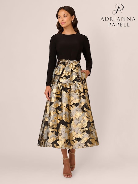 Adrianna Papell Combo Floral Jacquard Black Dress (AU7278) | 15,561 UAH