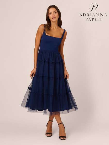 Adrianna by Adrianna Papell Knit And Mesh Midi Dress (AU7281) | 655 QAR