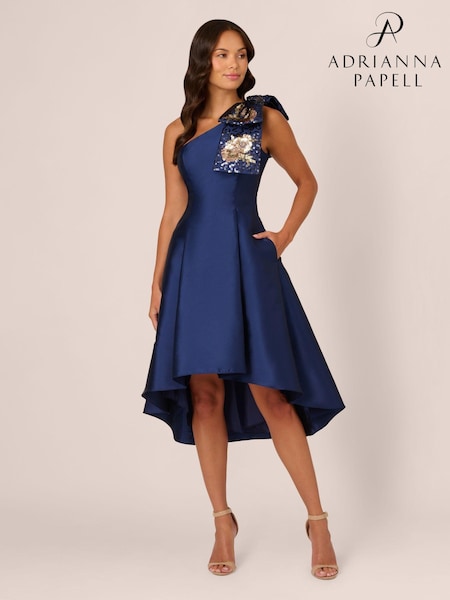 Adrianna Papell Blue Beaded Mikado Dress (AU7285) | €159