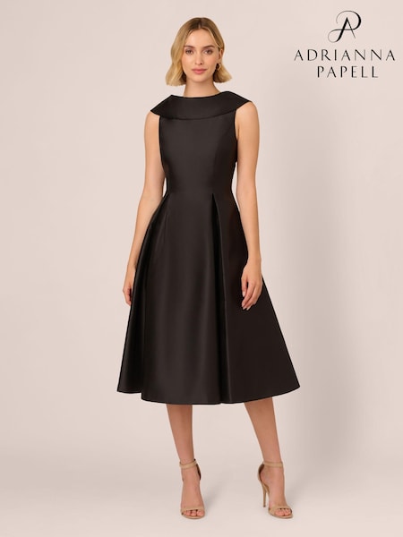 Adrianna Papell Roll Neck Mikado Black Dress (AU7288) | €282