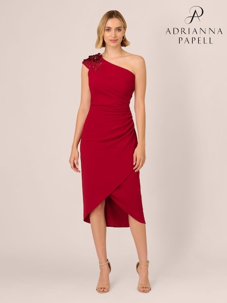 Adrianna Papell Red Beaded Crepe Wrap Dress (AU7291) | €171