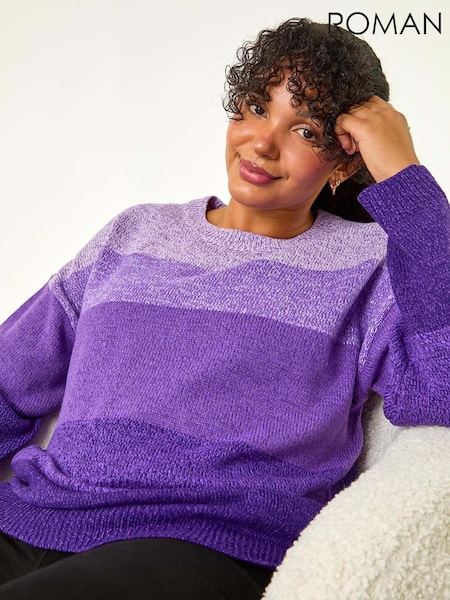 Roman Purple Curve Ombre Stripe Knit Jumper (AU7310) | €54