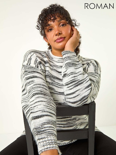 Roman Black Curve Broken Stripe Knit Jumper (AU7317) | €51