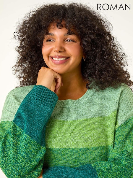 Roman Green Curve Ombre Stripe Knit Jumper (AU7345) | €54