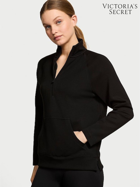 Victoria's Secret Pure Black Featherweight Knit Half Zip Sweatshirt (AU7393) | €79