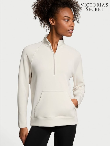 Victoria's Secret Plaster White Featherweight Knit Half Zip Sweatshirt (AU7403) | €79