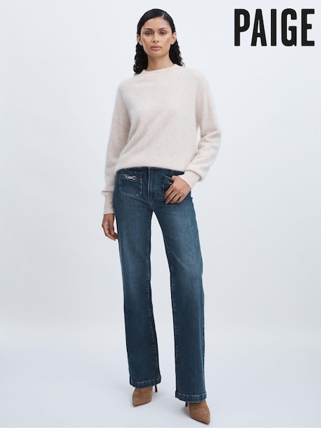 Paige Savon Blue Wide Leg Patch Pocket Jeans (AU7423) | €451