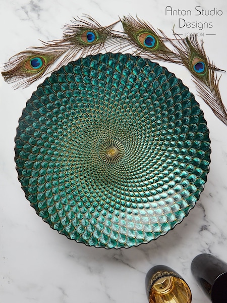 Anton Studio Designs Green Peacock Bowl (AU7497) | ₪312