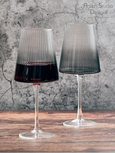 Anton Studio Designs Set of 2 Smoke Empire Wine Glasses (AU7499) | 134 QAR