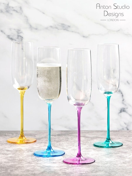 Anton Studio Designs Set of 4 Blue Gala Champagne Flutes (AU7506) | €66