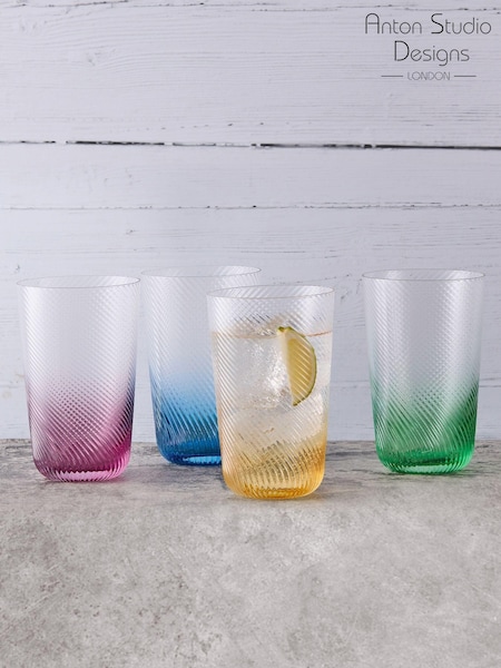 Anton Studio Designs Set of 4 Blue Swirl Hiball Tumblers (AU7511) | €46