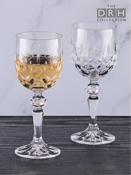 The DRH Collection Set of 2 Dorchester Fully Wine Glasses Cut (AU7517) | 48 €