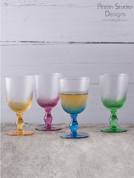 Anton Studio Designs Set Of 4 Swirl Wine Glasses (AU7535) | €53