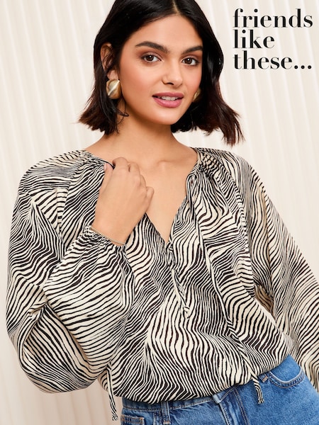 Friends Like These Long Sleeve Tie Front Blouse (AU7536) | 53 €