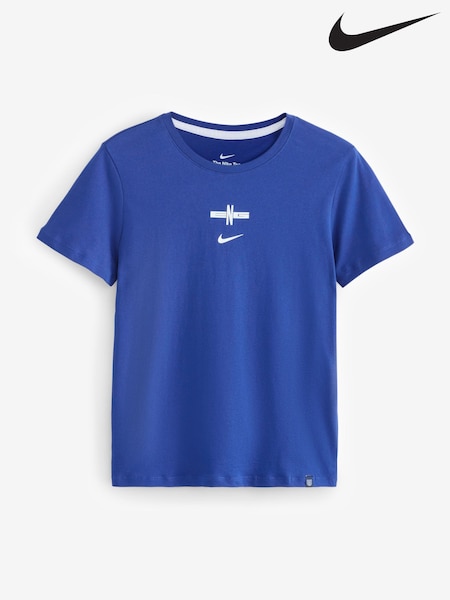 Nike Blue Womens 100% Cotton England T-Shirt (AU7544) | €40