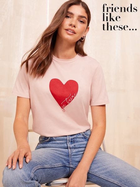 Friends Like These Pink 100% Cotton Short Sleeve Graphic T-Shirt (AU7547) | €29